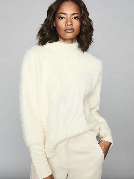 Reiss Sweaters - NWT REISS PAOLA NEUTRAL HUE TEXTURED WOOL/CASHMERE JUMPER SWEATER SIZE L